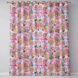 Cute Christmas Gingerbread Candy Soft Pink Background Seamless Pattern Readymade Eyelet Ring Top Thermal 100% Blackout Curtains - thumbnail 2