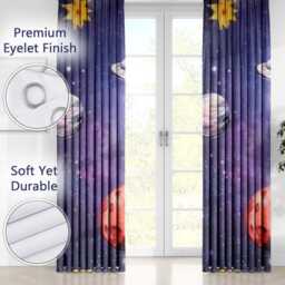 Kids Space Galaxy Planet Blackout Curtains Outer Stars Astronaut Eyelet Thermal Drapes Nursery Bedroom Playroom Fun Educational Decor - thumbnail 4