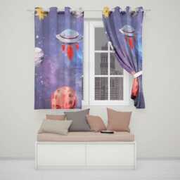 Kids Space Galaxy Planet Blackout Curtains Outer Stars Astronaut Eyelet Thermal Drapes Nursery Bedroom Playroom Fun Educational Decor