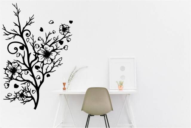 Floral Branch Vinyl Wall Art, Decal, Sticker, Transfer, Mural, Decor, Rent Friendly, Interior, Exterior, Full Removable, - 0945 - image 1