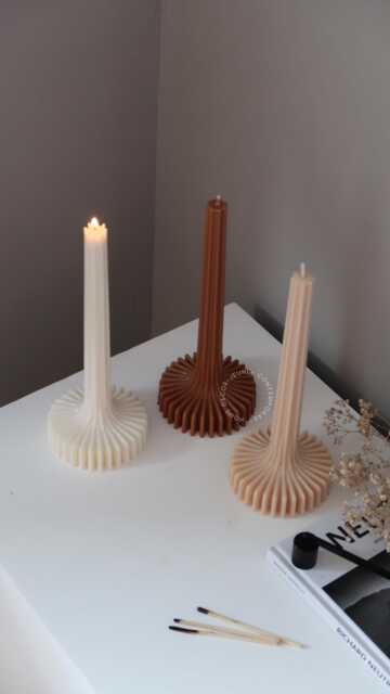 Lamp-style Ribbed Soy Candle 25cm Tall, Vegan Home Decor - image 1