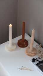Lamp-style Ribbed Soy Candle 25cm Tall, Vegan Home Decor - thumbnail 1