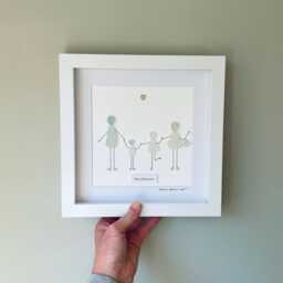 Cornish Sea Glass Family Wall Art Framed Personalised Pebble Picture Handmade in Cornwall - thumbnail 2