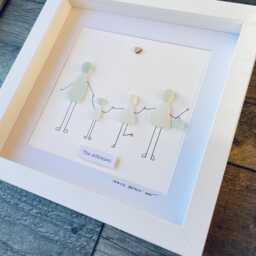 Cornish Sea Glass Family Wall Art Framed Personalised Pebble Picture Handmade in Cornwall - thumbnail 4