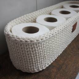 A Freestanding Toilet Paper Holder Storage Basket Farmhouse Extra Roll - thumbnail 3