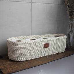 A Freestanding Toilet Paper Holder Storage Basket Farmhouse Extra Roll - thumbnail 2