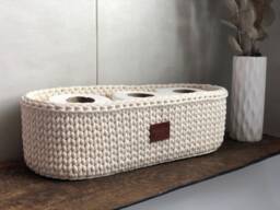 A Freestanding Toilet Paper Holder Storage Basket Farmhouse Extra Roll