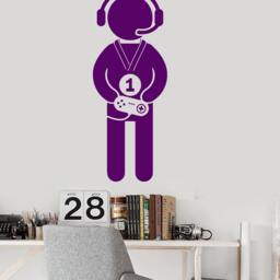 Wall Vinyl Decal Children's Room Decor Gamer Holding Joystick Computer Game Play Decoration - #1116Dz - thumbnail 2