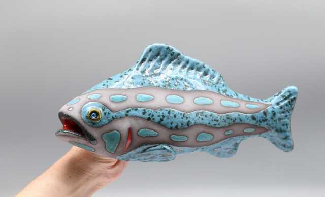 Handmade Ceramic Fish Wall Sculpture Glazed Clay Art Decor, Made To Order - image 1