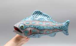 Handmade Ceramic Fish Wall Sculpture Glazed Clay Art Decor, Made To Order - thumbnail 1
