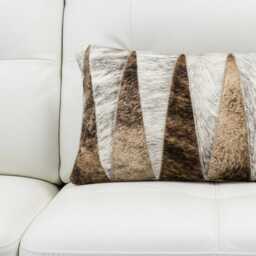 striped Chevron Patchwork Cowhide Cushion - 30 X 50 cm Lumbar Pillow - thumbnail 3