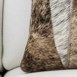 striped Chevron Patchwork Cowhide Cushion - 30 X 50 cm Lumbar Pillow - thumbnail 2
