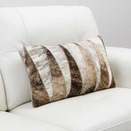 striped Chevron Patchwork Cowhide Cushion - 30 X 50 cm Lumbar Pillow - thumbnail 4