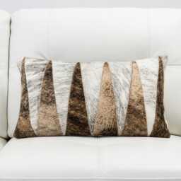 striped Chevron Patchwork Cowhide Cushion - 30 X 50 cm Lumbar Pillow