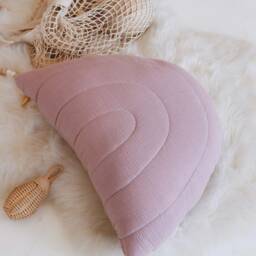 Pink Muslin Rainbow Pillow Handmade Cotton Cushion, Kids Room Decor - thumbnail 2