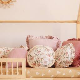 Pink Muslin Rainbow Pillow Handmade Cotton Cushion, Kids Room Decor - thumbnail 4