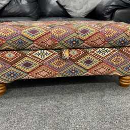Handmade Chesterfield Tapestry Ottoman Upholstered Storage Bench, Living Room Decor - thumbnail 2
