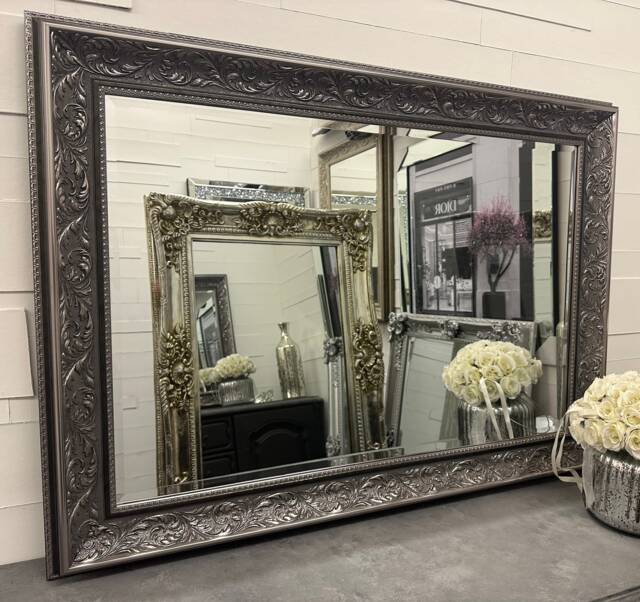 Large Gunmetal Mirror Decorative Ornate Elegant Framed Verona Wall - Choice Of Size Premium Quality Free P&p - image 1