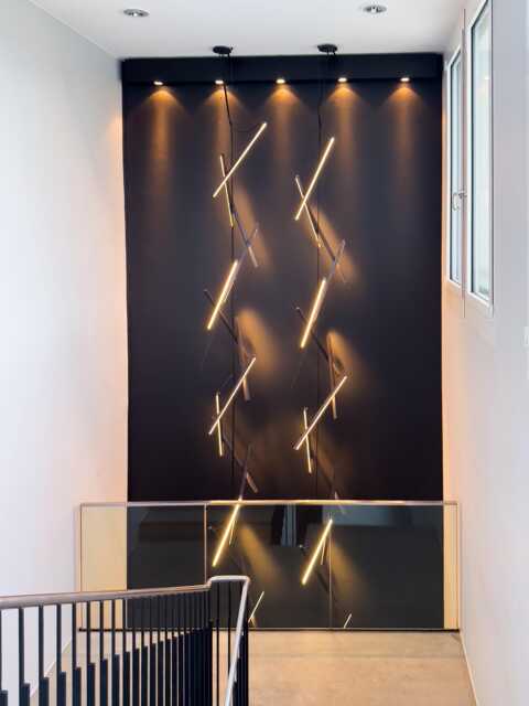 Wooden Chandelier - Dna Vertical Long Chandelier- Staircase Chandelier -Loft-Designer Lighting-Modern Lighting-Wooden-Modern-Wooden Deco - image 1