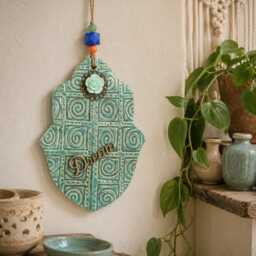 Hamsa Wall Hanging, Hamsa Art, Home Blessing Amulet, Mediterranean Dream Hamsa, Decor Good Luck Gift, Green Khamsa - thumbnail 4