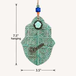 Hamsa Wall Hanging, Hamsa Art, Home Blessing Amulet, Mediterranean Dream Hamsa, Decor Good Luck Gift, Green Khamsa - thumbnail 3