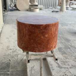 Round Travertine Coffee Table Modern Side Table With Optional Base - thumbnail 3