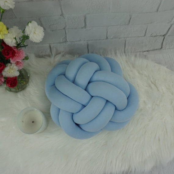 Large Light Blue Knot Pillow Scandinavian Baby Room Decor - image 1