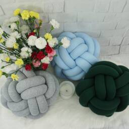 Large Light Blue Knot Pillow Scandinavian Baby Room Decor - thumbnail 3