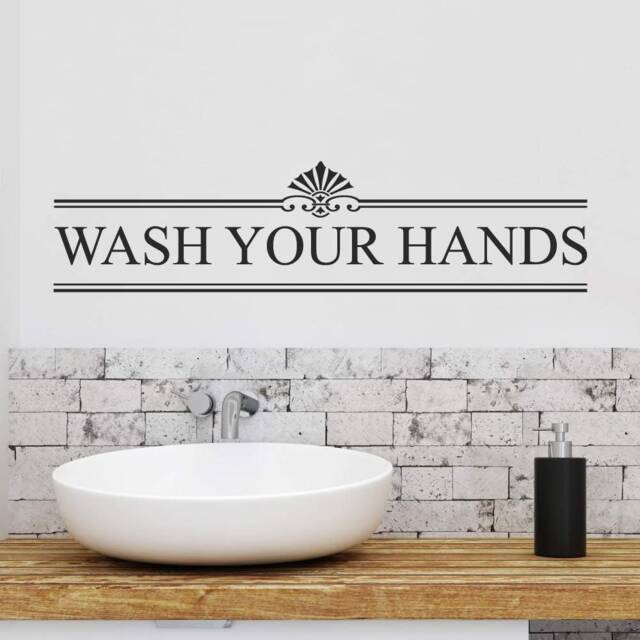Wash Your Hands Decal, Bathroom Wall Stickers, Decals, Decor, Art - image 1