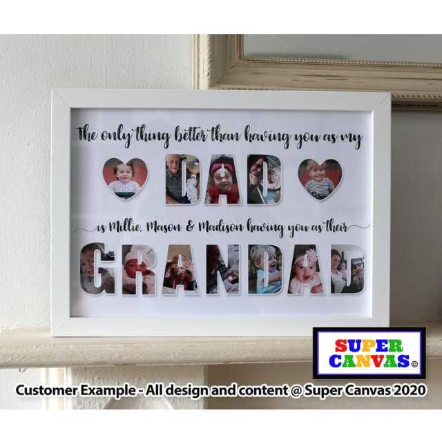 Dad Grandad Photo Word Art Personalised Custom Picture Framed Family A4 A3 Print Unique Handmade Grandpa Husband Birthday Gift - image 1