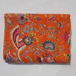 Dragon Print Kantha Quilt Handmade Indian Cotton Bedspread - 108x90 - thumbnail 4