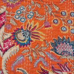 Dragon Print Kantha Quilt Handmade Indian Cotton Bedspread - 108x90 - thumbnail 3