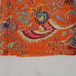 Dragon Print Kantha Quilt Handmade Indian Cotton Bedspread - 108x90 - thumbnail 2