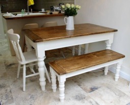 Victorian Reclaimed Pine Farmhouse Dining Table - 4Ft Bespoke Sizes Made To Order - Chairs & Benches Available Separately