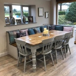 Victorian Reclaimed Pine Farmhouse Dining Table - 4Ft Bespoke Sizes Made To Order - Chairs & Benches Available Separately - thumbnail 2