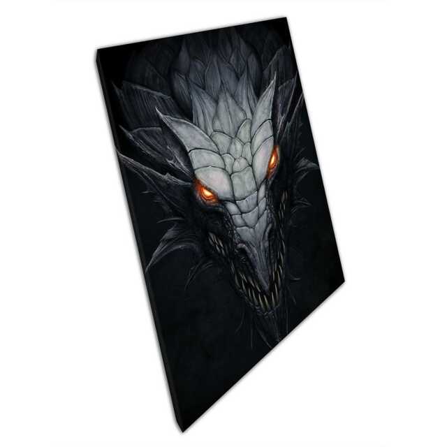 Intense Dragon Gaze Fantasy Creature Canvas Print For Home & Office Wall Decor - Digital Art - image 1