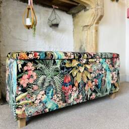 Ottoman in Rainforest Rabble Velvet