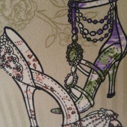 Shoe Theme Pillow Cover/Taupe With Purple Details Handmade Printed Shoes/Gift For Shoe Lover - thumbnail 3