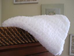 Crochet Baby Blanket Fluffy White Acrylic Mini Blanket, Photo Prop - 20x20 Inches