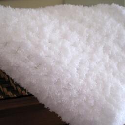 Crochet Baby Blanket Fluffy White Acrylic Mini Blanket, Photo Prop - 20x20 Inches - thumbnail 2