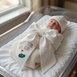 Golf Embroidered Newborn Bow Sash, Daddy's Future Golfing Buddy Baby Swaddle, Sash For Picture, Shower Gift - thumbnail 2