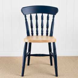 Farmhouse Spindle Back Two Tone Kitchen Dining Chair With Farrow & Ball Painted Frame Natural Oak Stained Seat