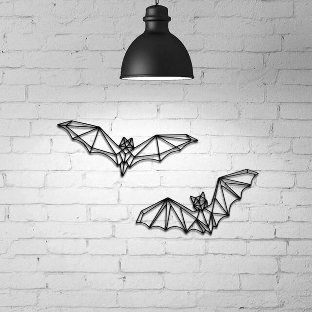 Bat Wall Gothic Decor, Halloween Hanging, 3D Geometric Art, Helloween Bat, Wire Wall Decor - image 1