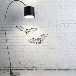Bat Wall Gothic Decor, Halloween Hanging, 3D Geometric Art, Helloween Bat, Wire Wall Decor - thumbnail 3