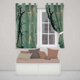 Green Urban Music Throwing Silhouette Graffiti Artistic Artwork For Bedroom Decor Readymade Eyelet Ring Top Thermal 100% Blackout Curtains - thumbnail 2