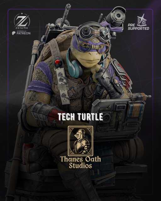 Tech Turtle - Ninja Sewer Warrior Bo Staff Genius Donatello Resin Figure 16K - image 1