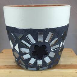 Ceramic Tile Mosaic Plant Pot Flower Planter For Window Sill, Desk - Small - thumbnail 2