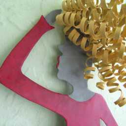Recycled Metal Dancer Wall Art Blonde Hair, Red Dress - 11 X 21 - thumbnail 2
