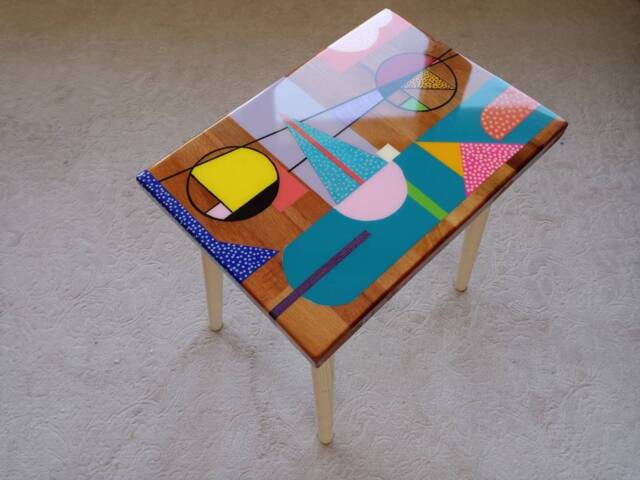 Handmade Epoxy Resin Side Table Boho Farmhouse Decor - image 1