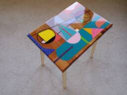 Handmade Epoxy Resin Side Table Boho Farmhouse Decor